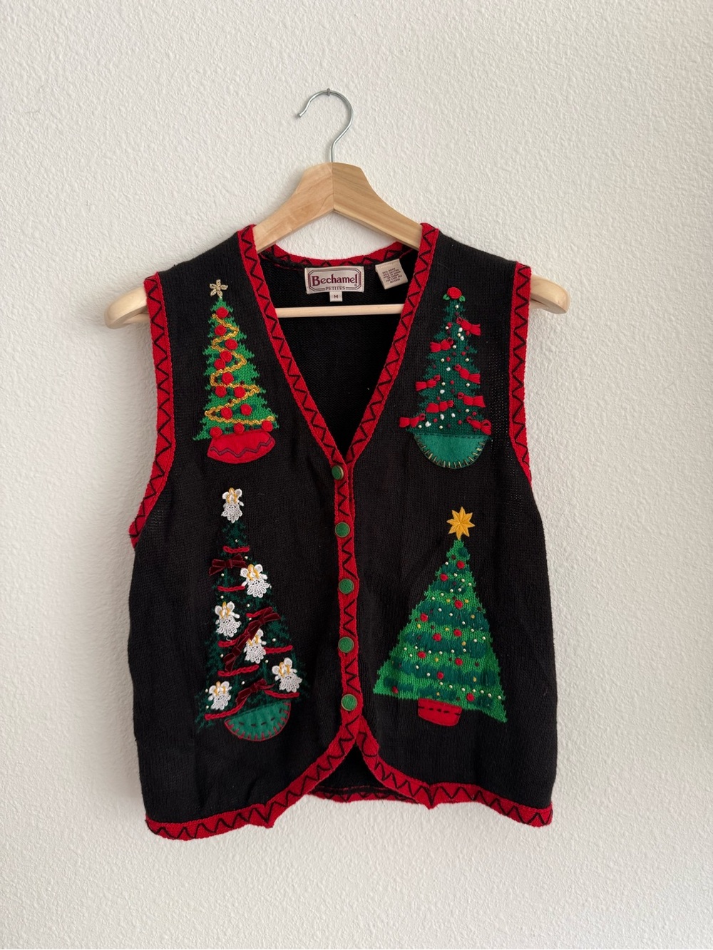 Bechamel Vintage Black & Red Christmas Tree Vest